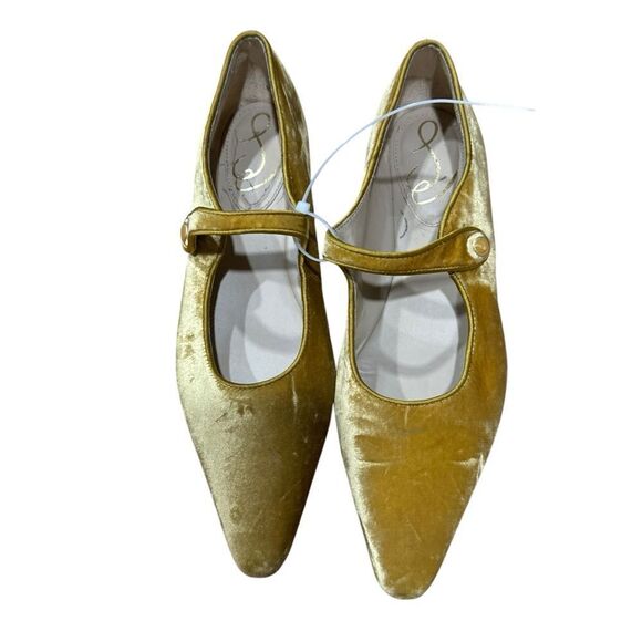 Revolve Sam Edelman Jene Mary Jane Gold Velvet Pointed Toe Flats NWOT - Picture 11 of 12